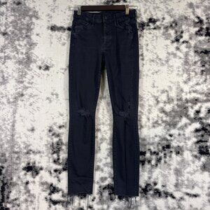 Mother Looker Ankle Fray Jeans Womens Size 25 Black Guilty As‎ Sin Stretch
